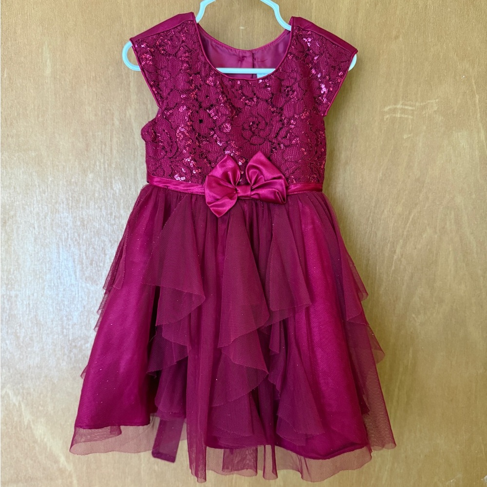 Jona Michelle Burgundy Toddlee Dress with Bow